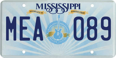 MS license plate MEA089