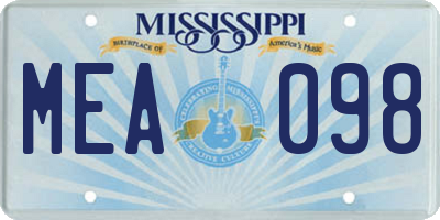 MS license plate MEA098