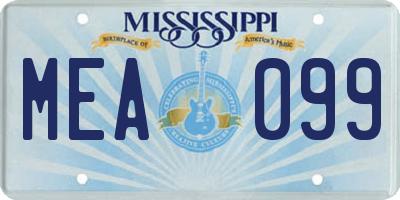 MS license plate MEA099