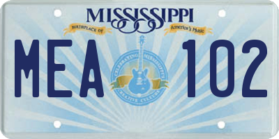 MS license plate MEA102