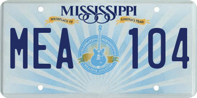 MS license plate MEA104
