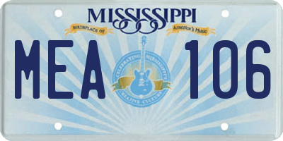 MS license plate MEA106