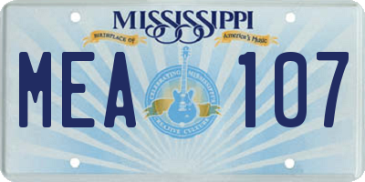 MS license plate MEA107