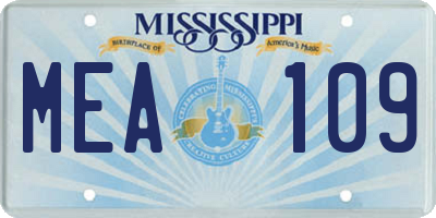 MS license plate MEA109