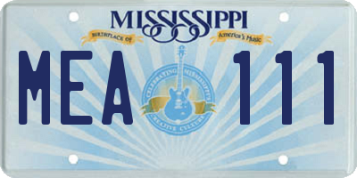 MS license plate MEA111
