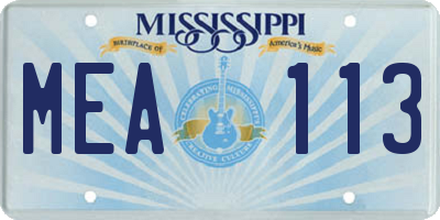 MS license plate MEA113