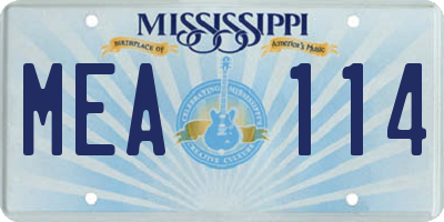 MS license plate MEA114