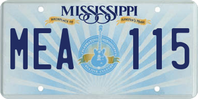 MS license plate MEA115