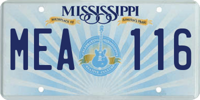 MS license plate MEA116
