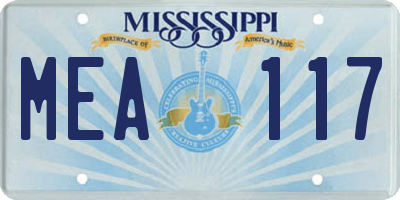 MS license plate MEA117