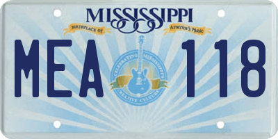 MS license plate MEA118