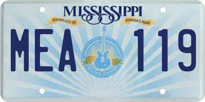 MS license plate MEA119