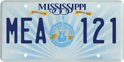 MS license plate MEA121