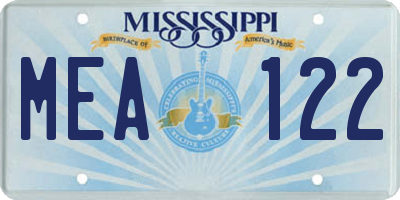 MS license plate MEA122