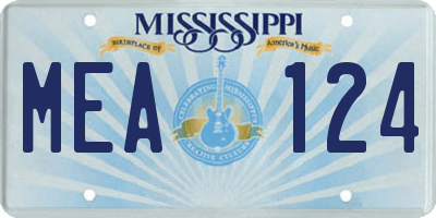 MS license plate MEA124