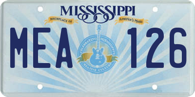 MS license plate MEA126