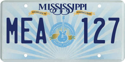 MS license plate MEA127
