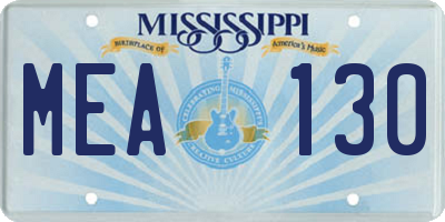 MS license plate MEA130