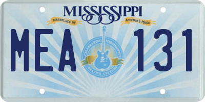 MS license plate MEA131