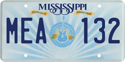 MS license plate MEA132