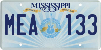 MS license plate MEA133