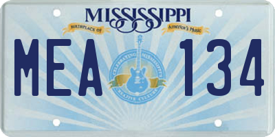 MS license plate MEA134