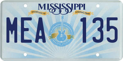MS license plate MEA135