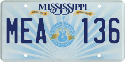 MS license plate MEA136