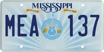 MS license plate MEA137