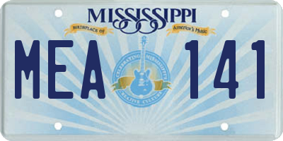 MS license plate MEA141