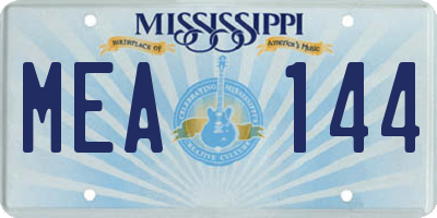 MS license plate MEA144