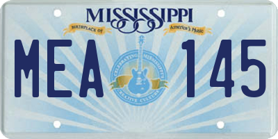 MS license plate MEA145