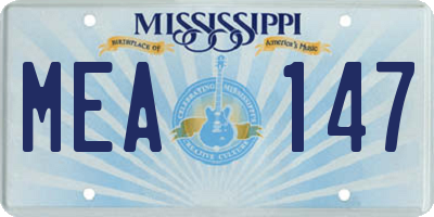 MS license plate MEA147
