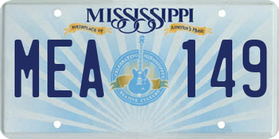 MS license plate MEA149