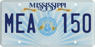 MS license plate MEA150