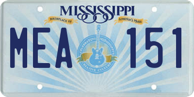 MS license plate MEA151