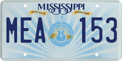 MS license plate MEA153