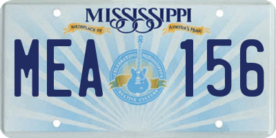 MS license plate MEA156