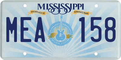 MS license plate MEA158