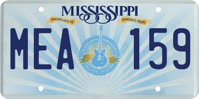 MS license plate MEA159
