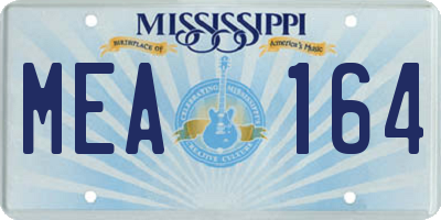 MS license plate MEA164
