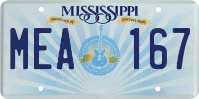 MS license plate MEA167