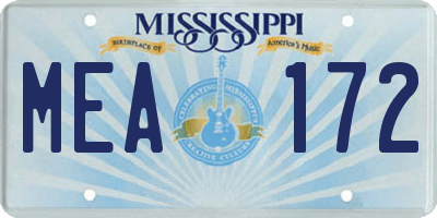 MS license plate MEA172