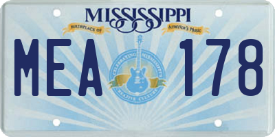 MS license plate MEA178