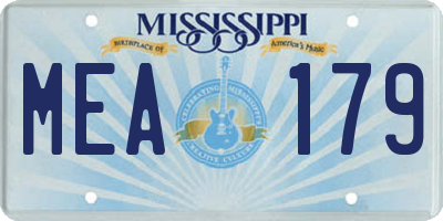 MS license plate MEA179