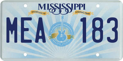 MS license plate MEA183