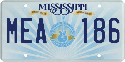 MS license plate MEA186