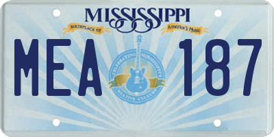 MS license plate MEA187
