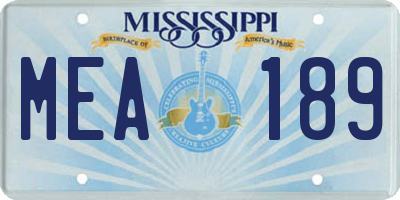 MS license plate MEA189