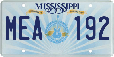 MS license plate MEA192